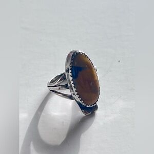 Vintage Navajo signed JACKSON Tiger Eye Women's Silver Ring